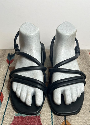 Women's ECCO Black Strappy Open-Toe Slingback Sandal Sz. 42/11.5