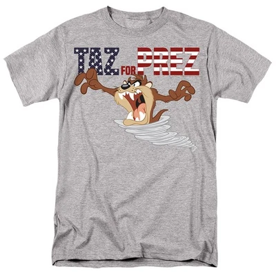 Looney Tunes - Taz Pour Président 3 - T-Shirt Court Pour Adulte Unisexe - Gris - Photo 1/2