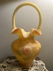 Fenton Hand Painted Art Glass Basket Heirloom Optics Collection 2003 Floral