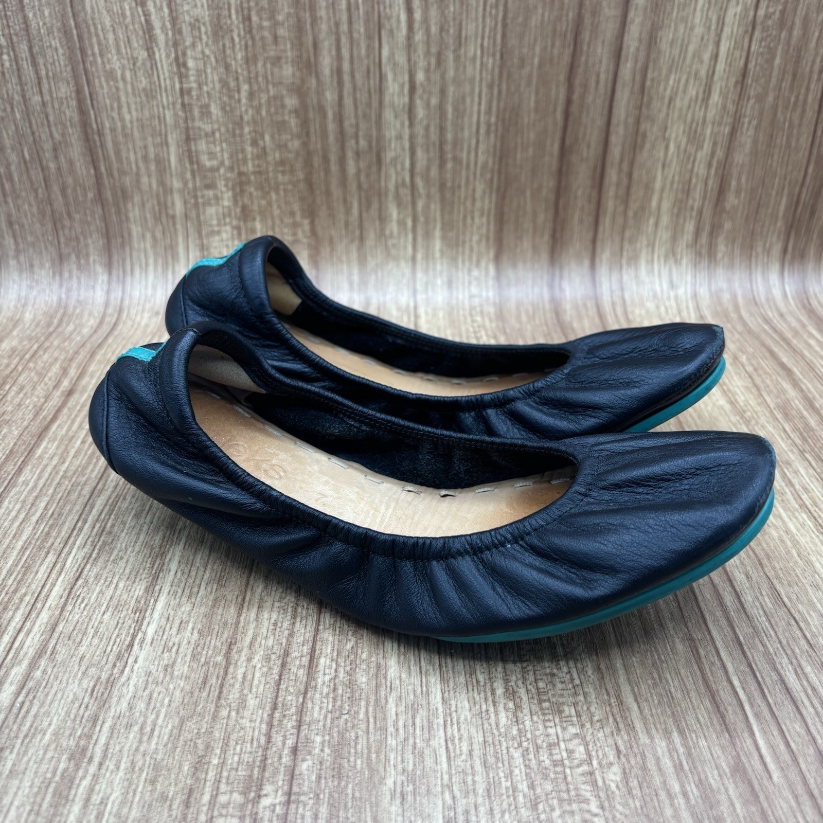 Tieks by Gavrieli Taupe Italian Leather Ballet Flats Sz 7 Casual Foldable Black