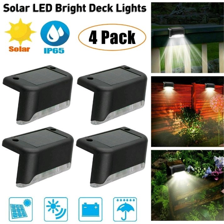 4-Pack Outdoor Solar LED Deck Lights Garden Path Patio Pathway Stairs Step Fence