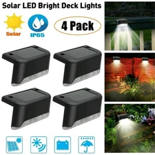 4-Pack Outdoor Solar LED Deck Lights Garden Path Patio Pathway Stairs Step Fence