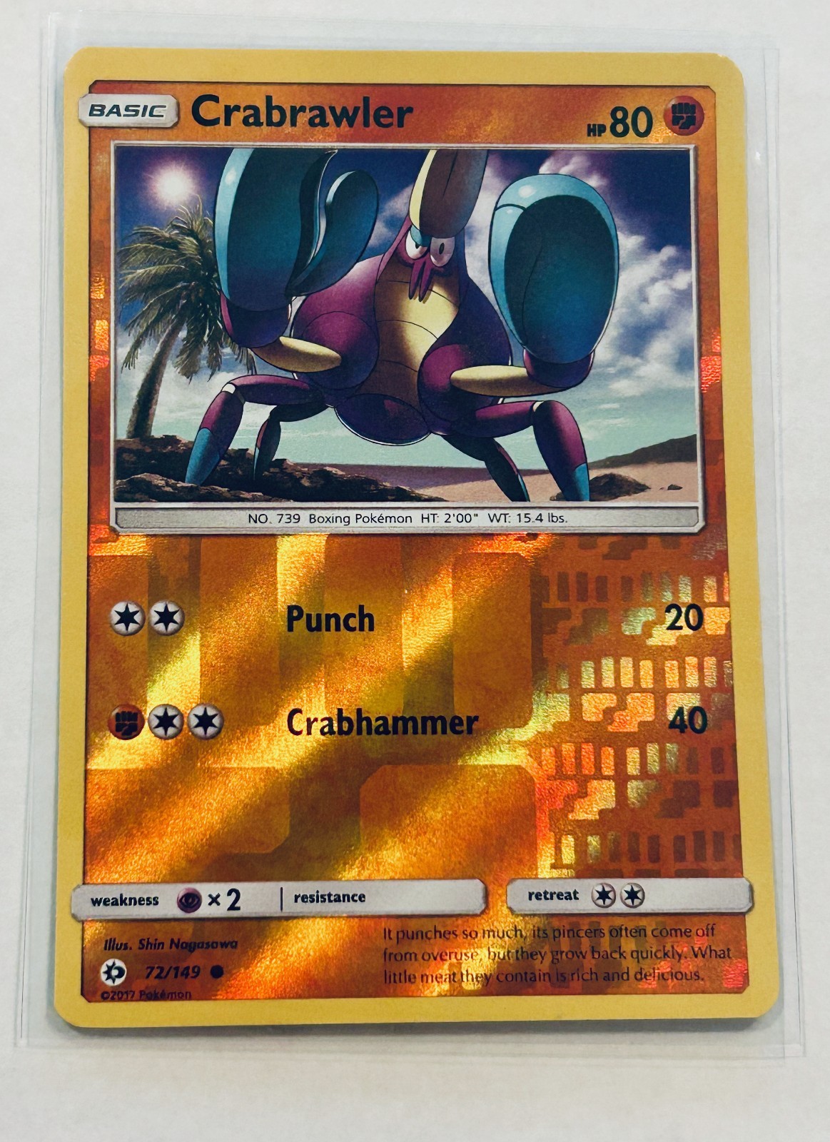 Crabrawler 72/149 Reverse Holo Sun & Moon Base Set 2017 Pokemon TCG NM