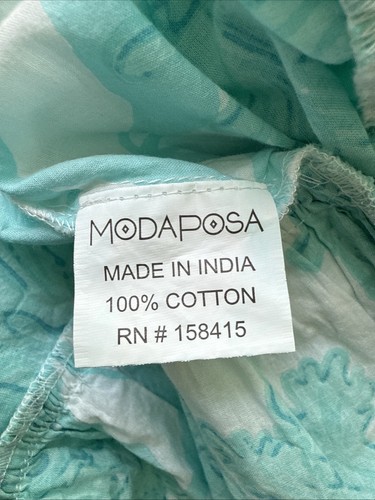 ModaPosa Ruffled & Embroidered Mini Dress- Blue & White Seaweed Print! Size M - Bild 8 von 8