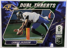 2021 Panini Donruss Elite Football Lamar Jackson Dual Threats Green #DT10 Ravens