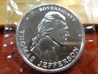 Thomas Jefferson Liberty Lobby One 1 Oz .999 Silver Bullion Round - No Reserve