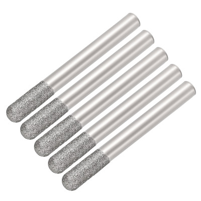 Diamond Burrs 1/4-Inch Shank 6mm Cylindrical Ball Nose 120 Grit 5 Pcs