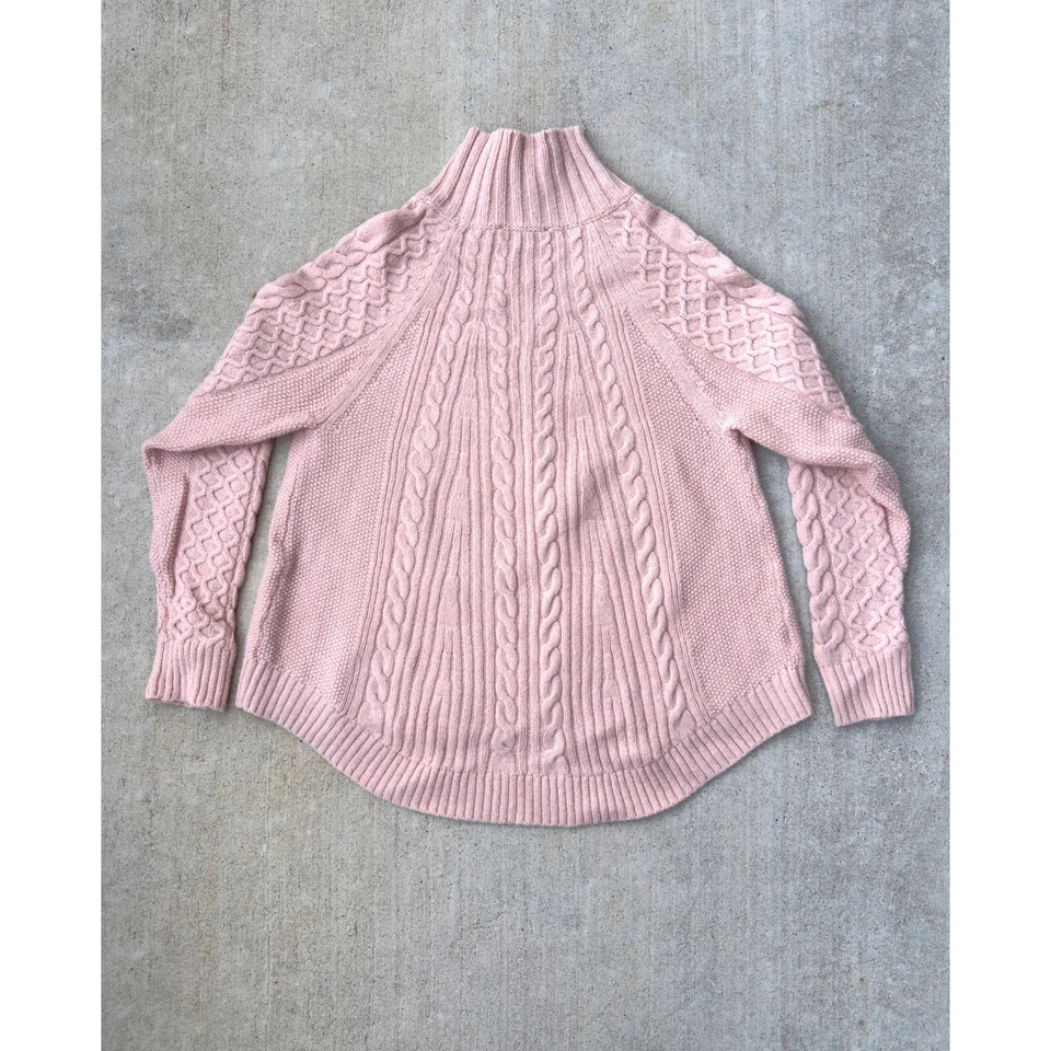 Ann Taylor женщин розовый насмешливый шеи кабель вязаный свитер размер большой шерсти альпака смесь - Изображение 3 из 4