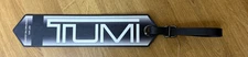 TUMI Black Leather Global Citizen Luggage Tag Buckle Closure