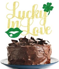 Lucky in Love Cake Topper St Patricks Day Irish Shamrock Party Decor