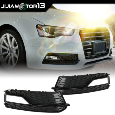 Fit For 13-16 Audi A5 S-Line S5 Pair Front Bumper Fog Light Grilles Cover Trim