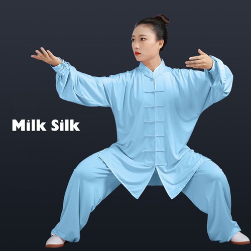 Milch Seide Kampfkunst Uniform Tai Chi Kung Fu Anzug Wushu Changquan Kleidung Neu - Bild 3 von 18