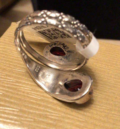 Artisan Collection Of India Sterling Silver Red Garnet Bypass Ring Size 7 - Picture 5 of 7