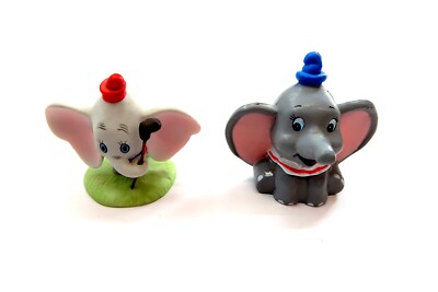 The Disney Collection DUMBO 2'' Tall Figurine Japan + Hard Rubber 2.25'' Figurine