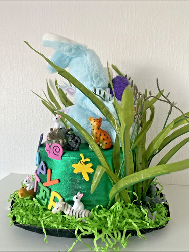 BN HANDMADE CHILDRENS/BOYS/GIRLS EASTER BONNET/HAT -FREE EGG! JUNGLE BUNNY THEME - Picture 6 of 6