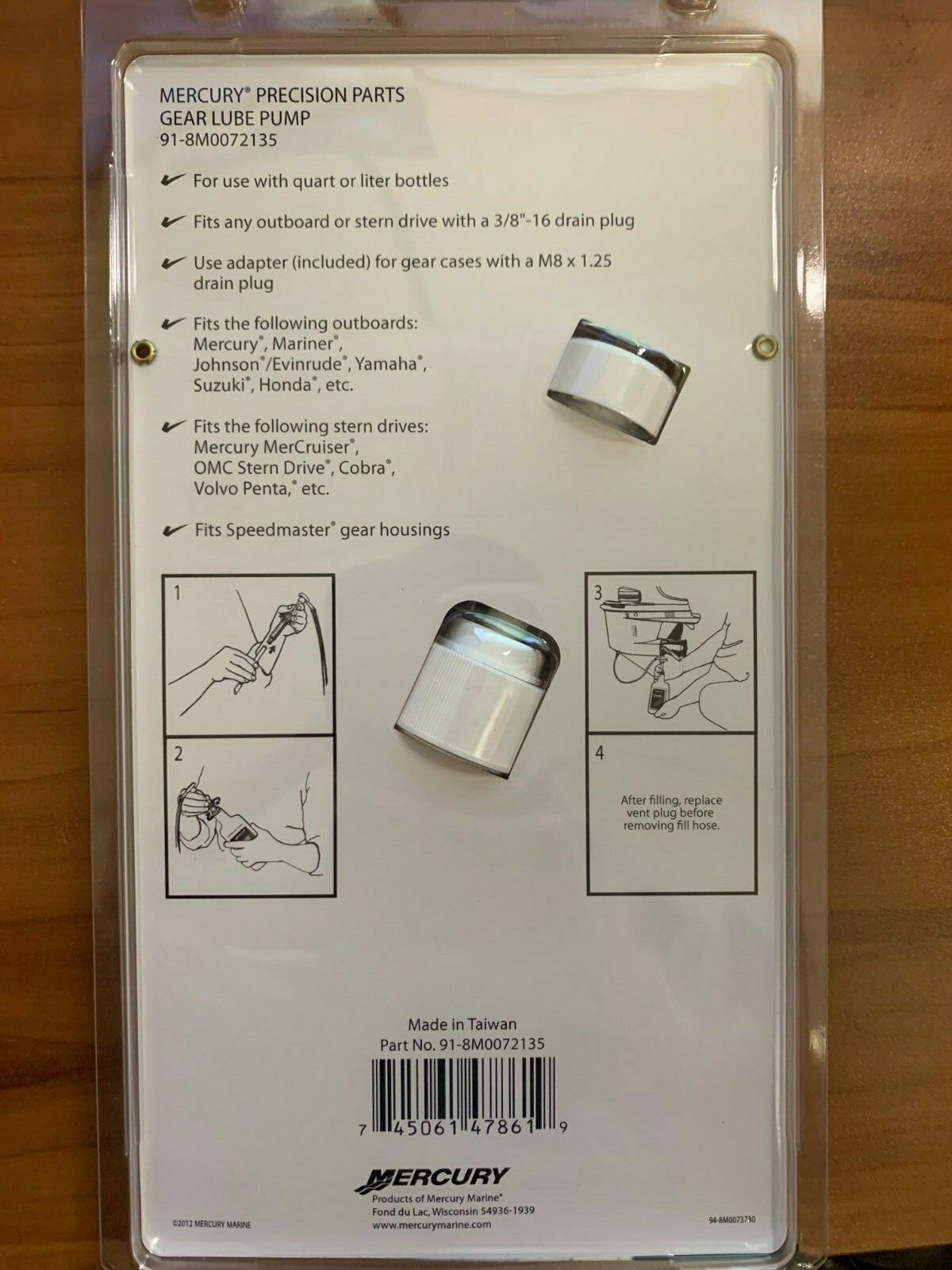OEM Mercury MerCruiser Outboard Sterndrive Gear Lube Oil PUMP 32 oz 918M0072135 eBay