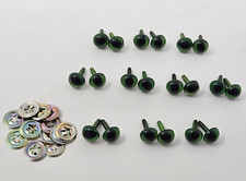 10 pair VTG Zims Green/Gold Gold Dust Cat Eyes 9mm Plastic Amigurumi Craft Doll