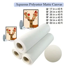 Matte Polyester Canvas Roll 17"24"36"44 "54"60" x 40 for Any Inkjet printer