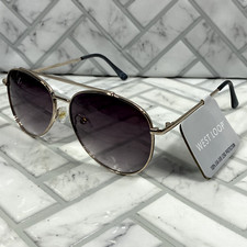 NWT West Loop Sunglasses 23 482 GLD FWG Gold Frames Gray Lenses 100 UVA-UVB