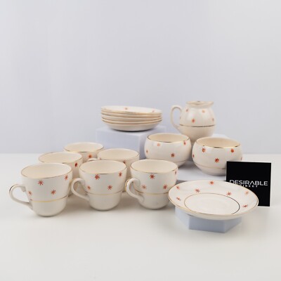 Vintage Universal Ware Starburst Teeservice Retro 15tlg Tassen Untertassen Kanne Schale