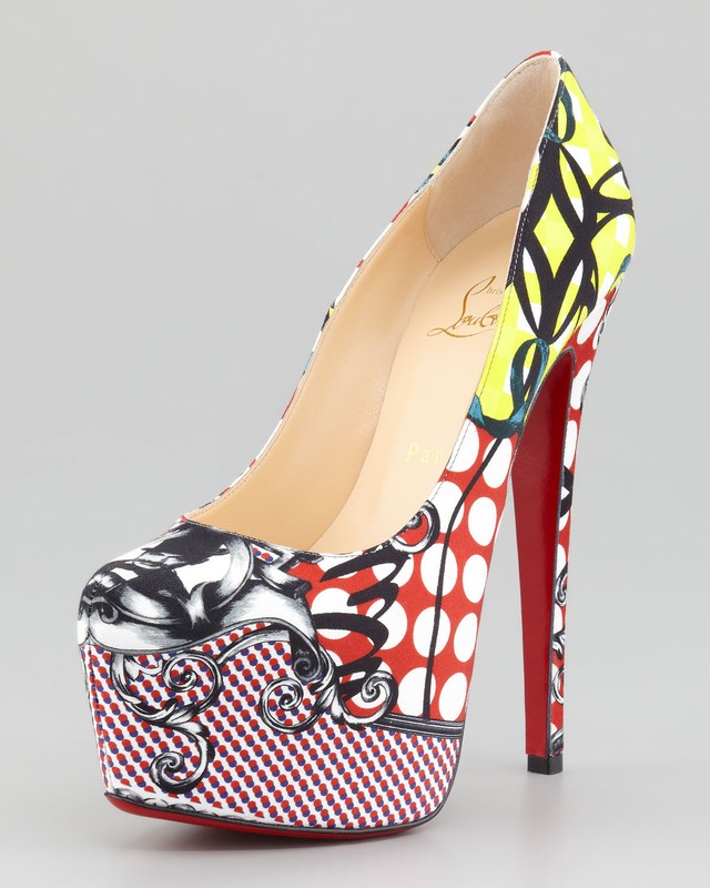 100% AUTH NEW WOMEN LOUBOUTIN DAFFODILE 160 LOUBI PRINT PUMP/HEEL US 7.5