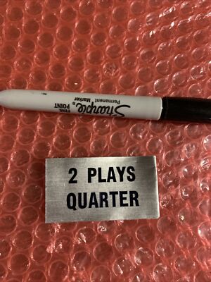 1 Old Stock Wico 2 Plays Quarter Sticker  ARCADE GAME PARTS F3-9