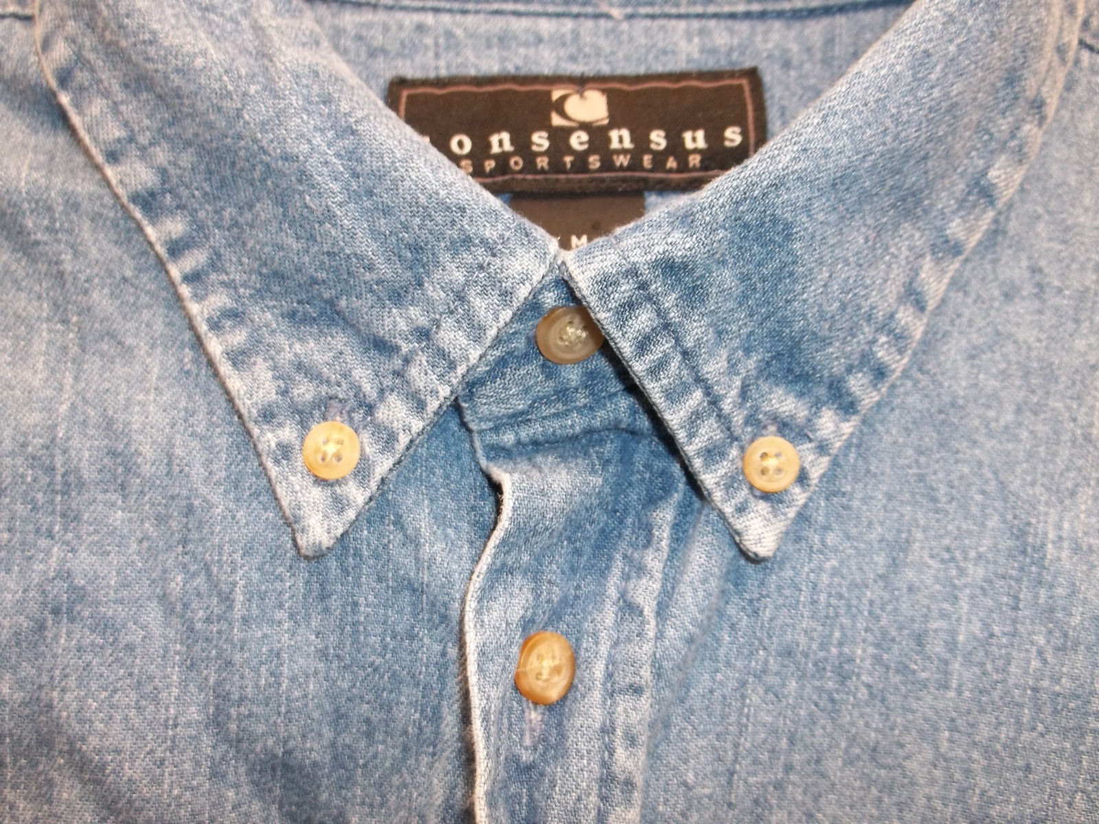 Men's Consensus Medium Solid Blue Denim Shirt LS … - image 4