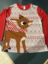Rudolph the Red-Nosed Reindeer Top Youth Size XL PAJAMA TOP Pre-owned READ DESCR