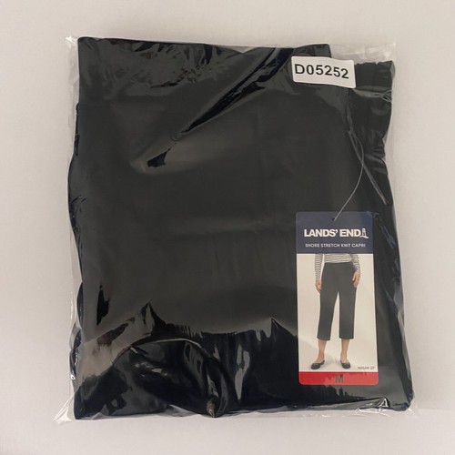 Lands Ends Shore Stretch Knit Capri Pants Size Medium Black Pull On - Picture 11 of 11
