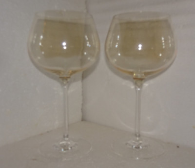 Balloon Wine Crystal Glass Set of 2 Light Yellow / Ambar 8'' h x 3'' Set of 2