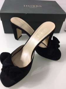 black suede high heel mules