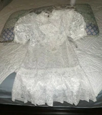 VTG C I Castro & Co White fully laced Victorian Style Girls Dress USA Size 8 NWT
