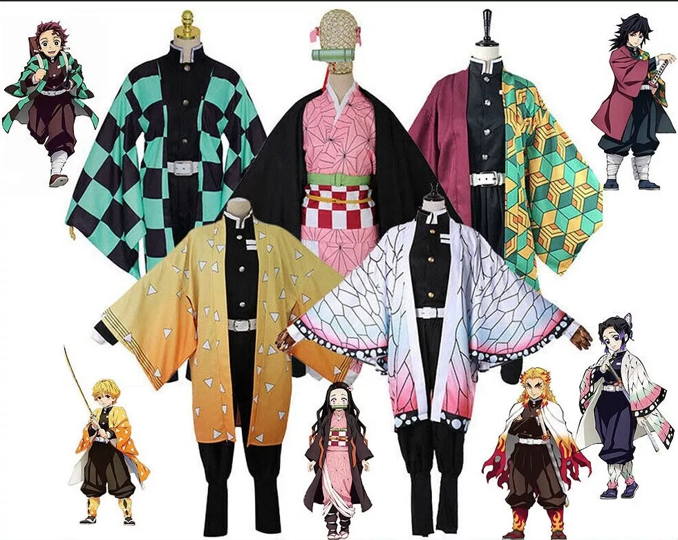 Childrens Kids Tanjiro Kamado Anime Halloween Costume Cosplay Complete Set  2-10T