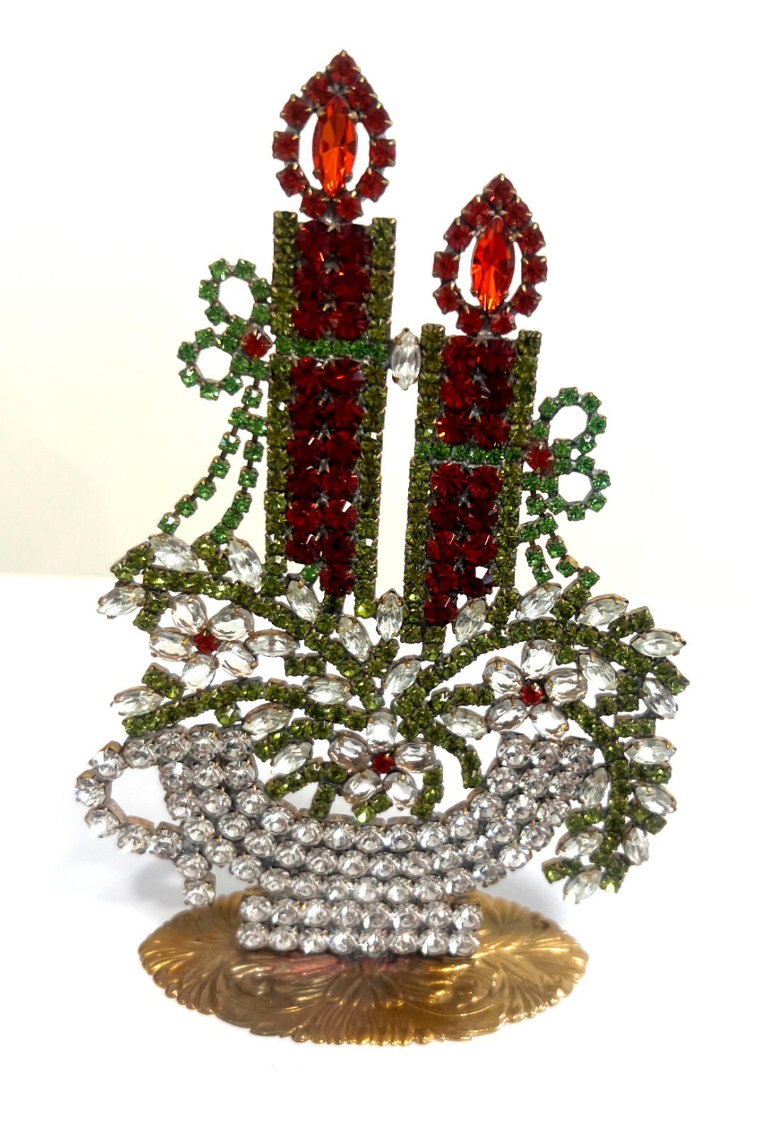 NICE RHINESTONE CHRISTMAS CANDELS STAND Cut Glass HUSAR.D K657 eBay