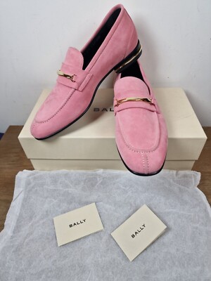 Bally Genos Rosa Neu Samantha 50 Ziegenveloursleder Halbschuhe EU 41 UK 7