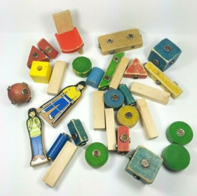 31 Snap N Play Wooden Blocks People Expansion Replacement Child with Walker Lot