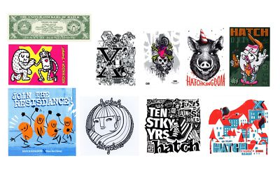 Hatch 10 Jahre Jubiläum Street Art 10 Sticker Pack Bunt Rechteckig