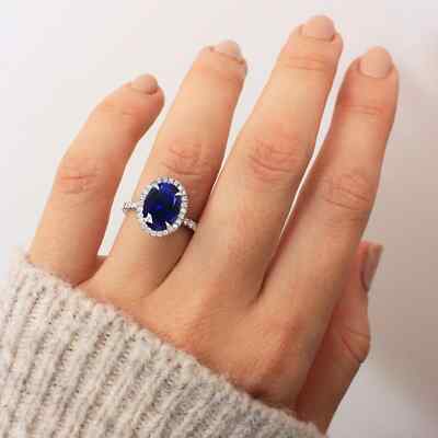 4 Karat Lab Created Royal Blue Sapphire Ring, Prinzessin Diana Verlobungsring