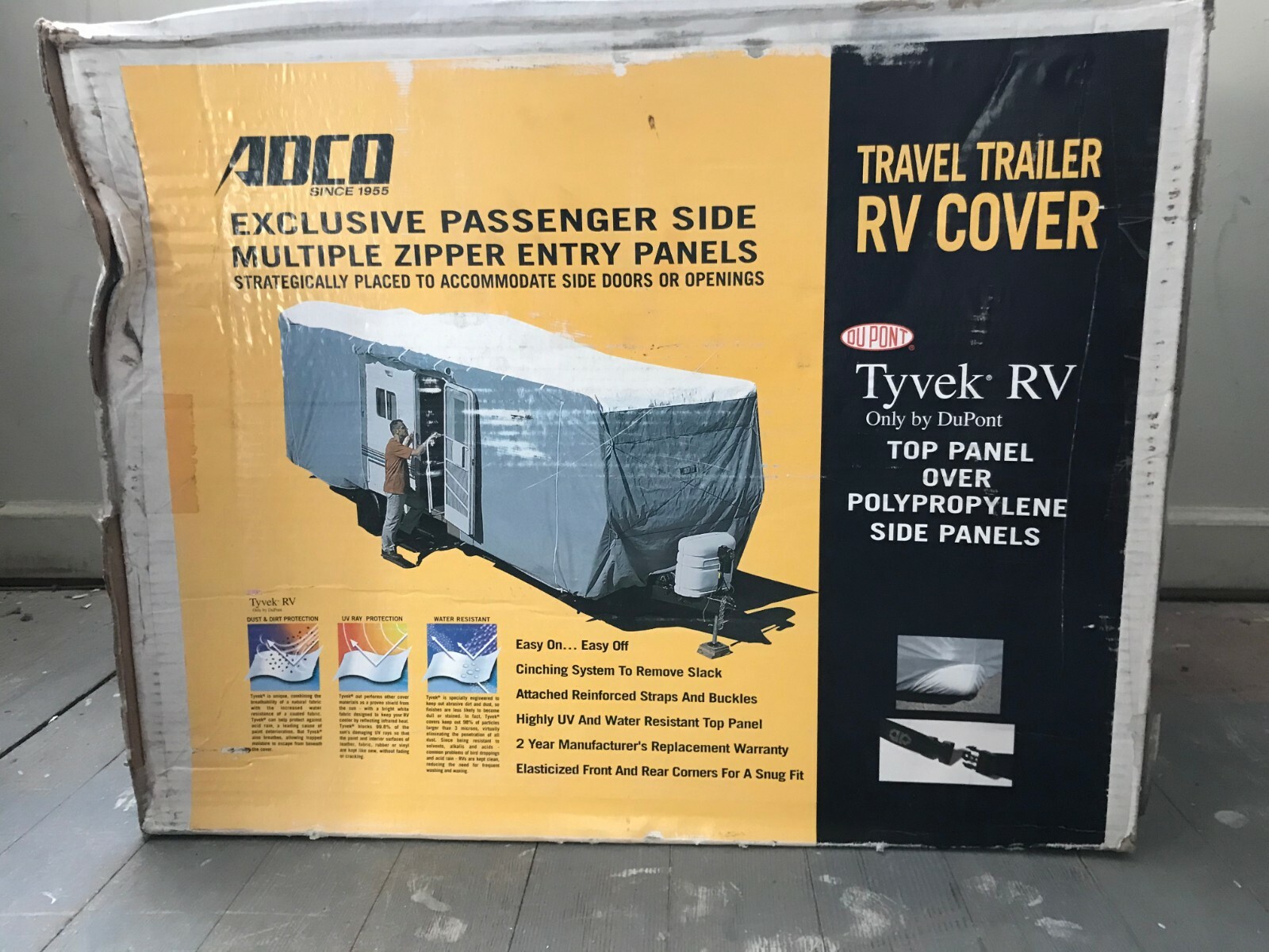 ADCO 22845 "Tyvec RV" Travel Trailer Cover with Side Zipper Panels, NIB