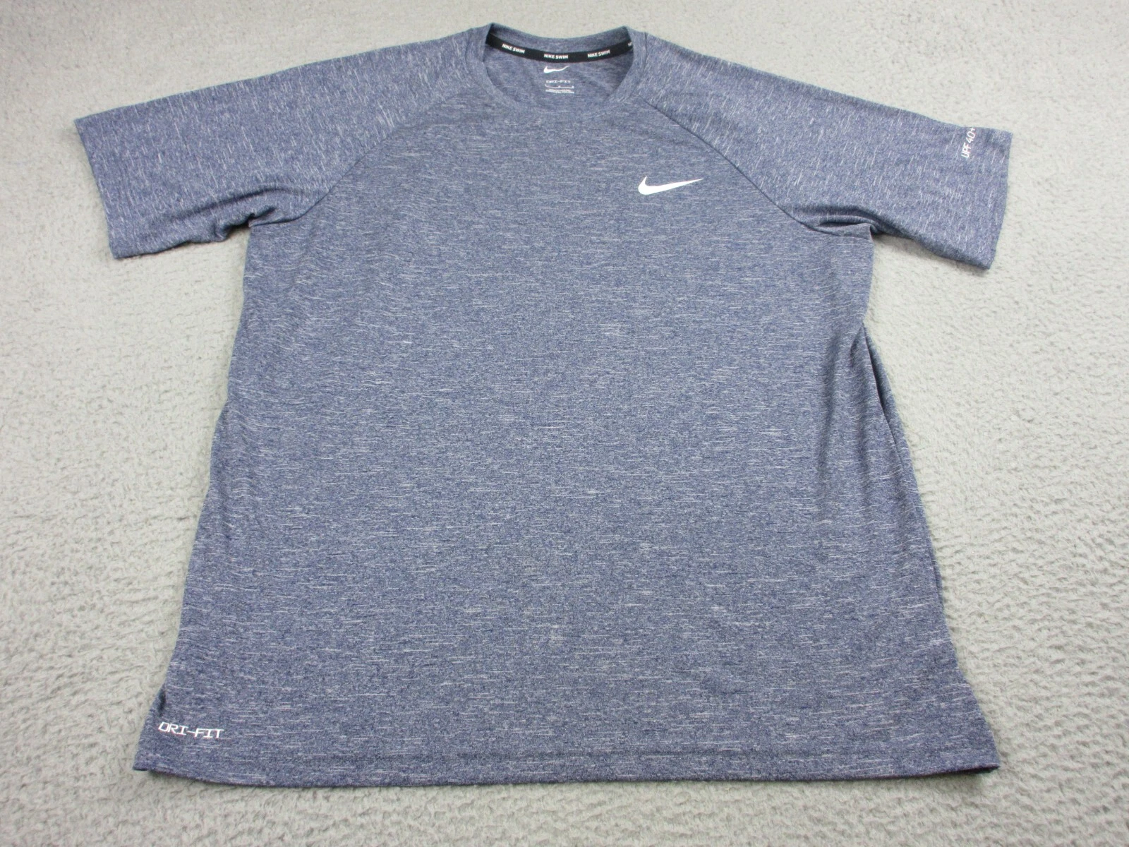 Nike Shirt Mens Large Blue Dri Fit Swim UV Protection Swoosh Logo NEW