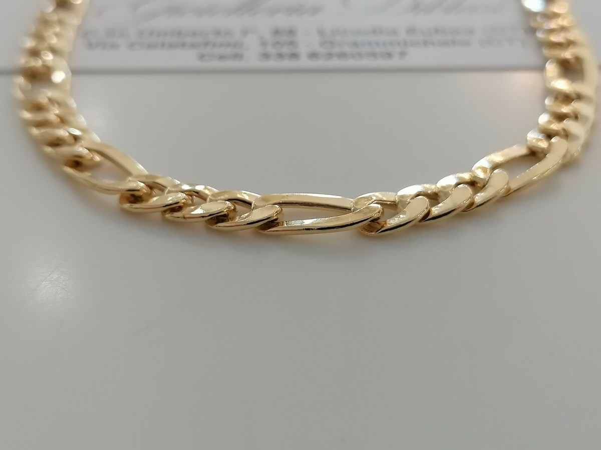Chaîne En Or 18 Carats Massif Maille 3+1 - Longueur 50 Cm, Neuf Avec étiquettes Italie