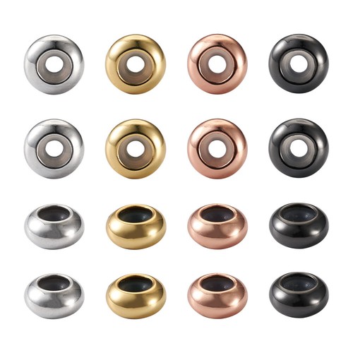 52pcs Brass Stopper Rondelle Beads Insert Rubber Stopper Spacer Slider Beads 7mm - Picture 2 of 8
