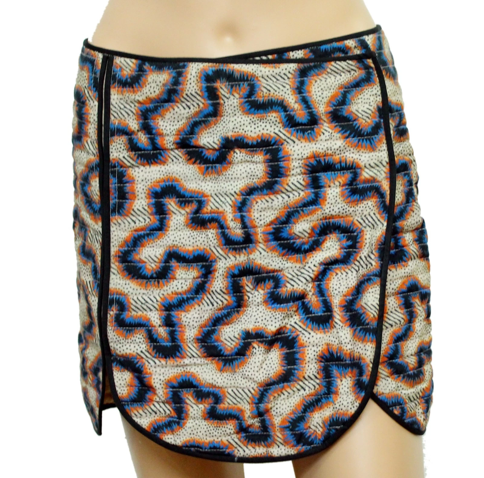 Isabel Marant Womens Wrap Style Front Quilted Multi Pattern Mini Skirt Size M 38