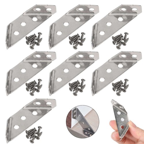 10pcs Furniture Corner Connector Stainless Steel Angle Corner Brackets Universal - Picture 3 of 10