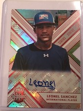 2018 Panini Elite Extra Edition Status Red Die-Cut /75 Leonel Sanchez Auto