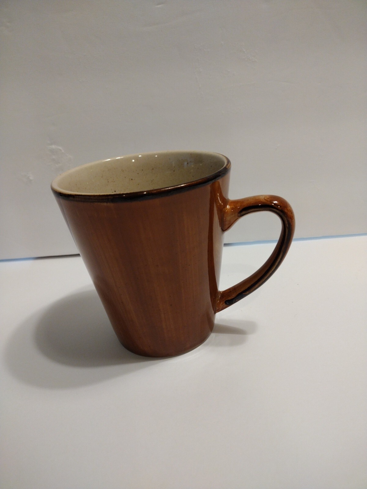 4 Thompson Pottery China Mugs Coffee Cups Earth Tone Wood Grain