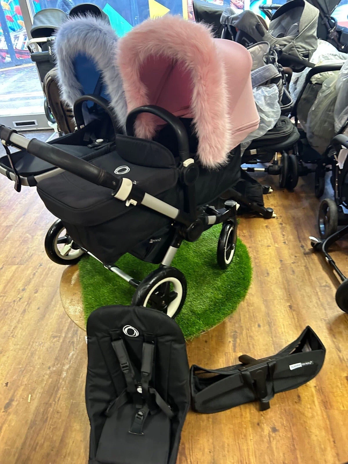 Bugaboo donkey 2 Duo- Pink & Blue-Professionally Restored