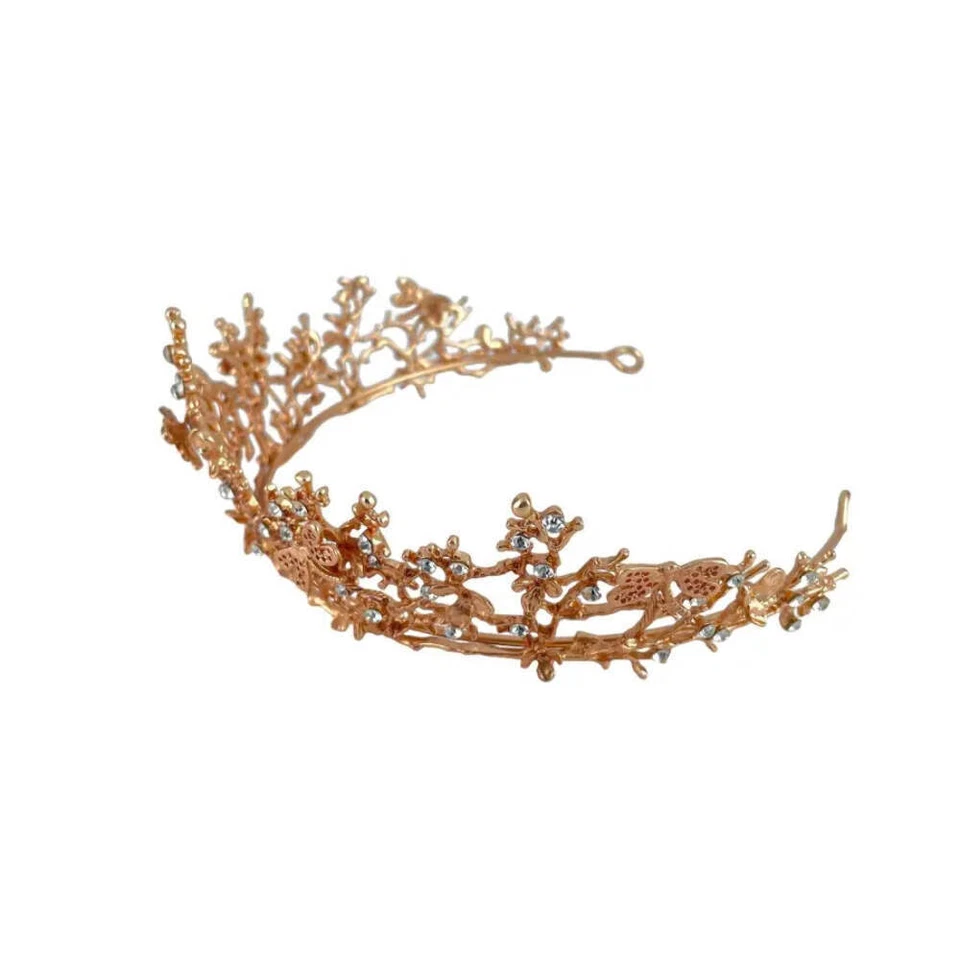 Hochzeitskrone Blume-Diadem Hochzeit-Krone Roségold Farbe-Brautschmuck-Krone Hoc - Bild 4 von 4