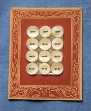0052 Antique mother of pearl shell button card, pink art nouveau graphic
