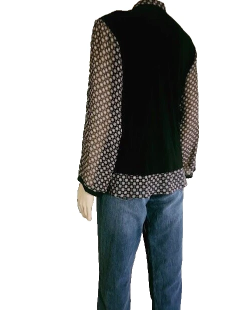 Blusa para mujer Claudia Richard negra manga larga cuello falso talla XL Foto 4 de 4